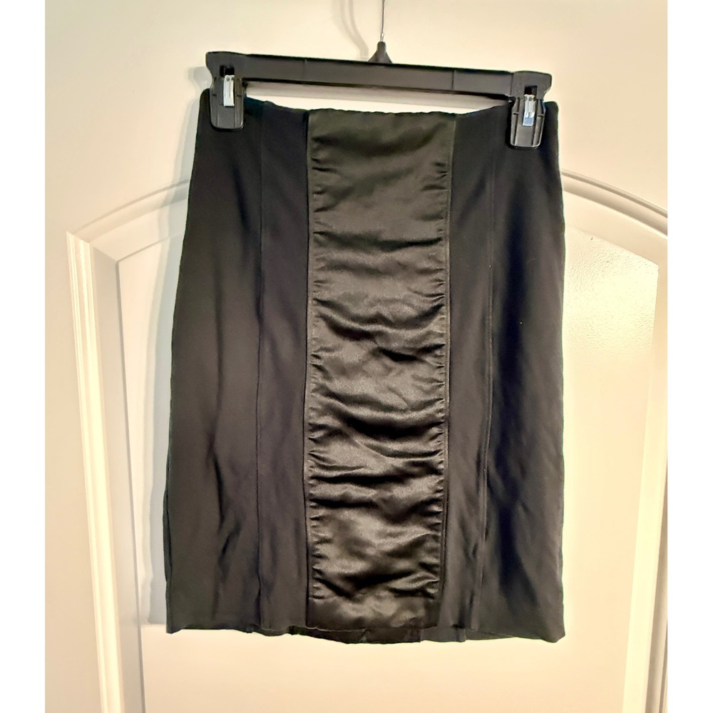 Jonathan Saunders Target Pencil Skirt 3 Black Satin Ruched Mixed Media Collab